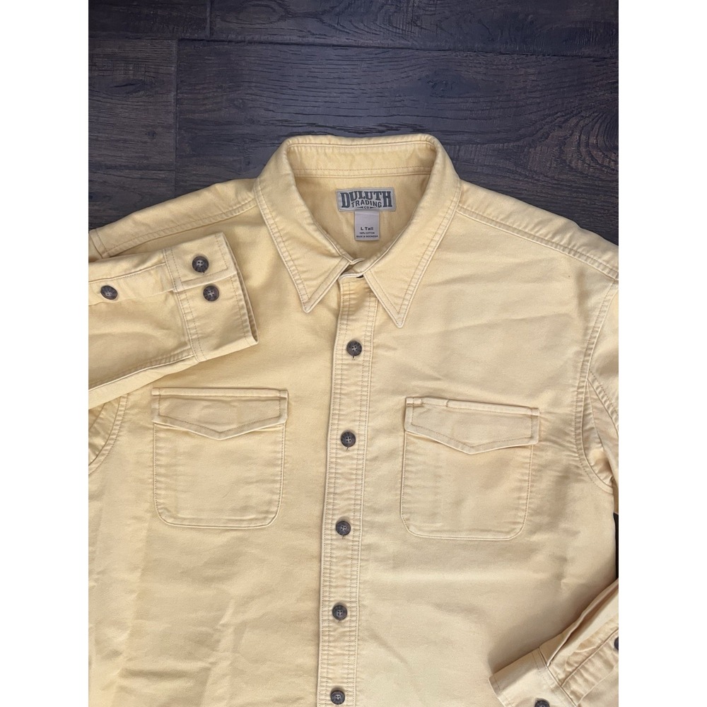 Duluth Trading Shirt Men L Tall Burlyweight Chamois Flannel Shacket Work Hunting